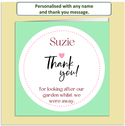 Personalised Thank You Card – Custom Name & Message – Elegant Mint Green Design