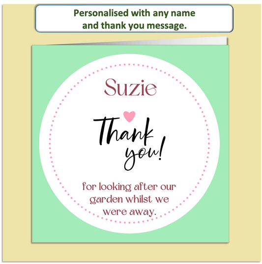 Personalised Thank You Card – Custom Name & Message – Elegant Mint Green Design