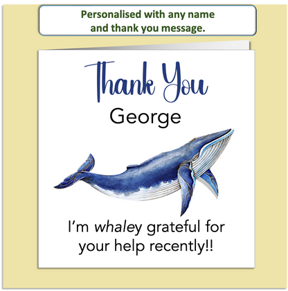Personalised Thank You Card – Whaley Appreciate You – Custom Name & Message
