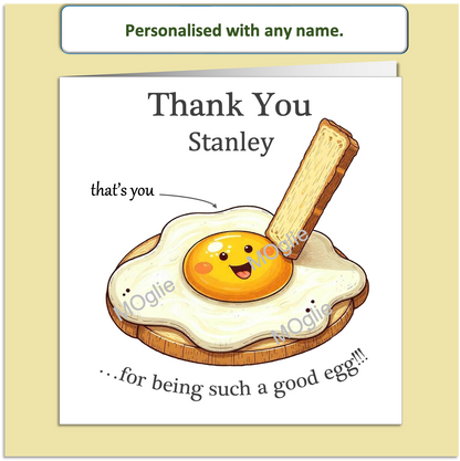 Personalised Thank You Card – “You’re a Good Egg” – Cute Fried Egg Design
