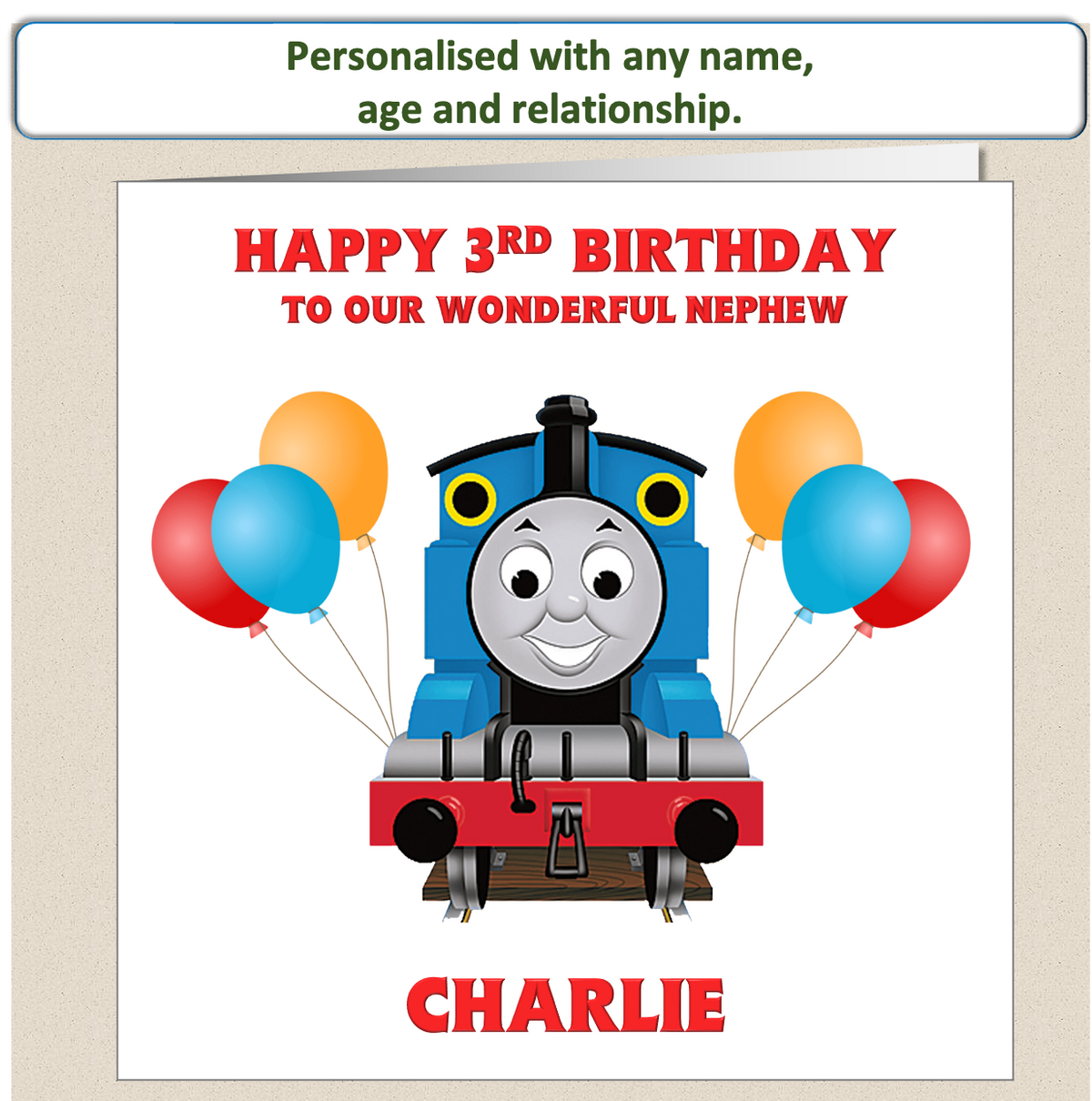 Ttt3 Personalised Thomas The Tank Engine Birthday Card TTT3 | MOglie