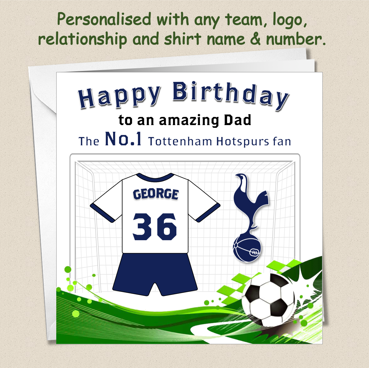 Personalised Football Birthday Cards - Any Team