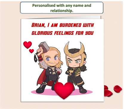 Personalised Marvel Valentine Card - burdened with glorious feelings