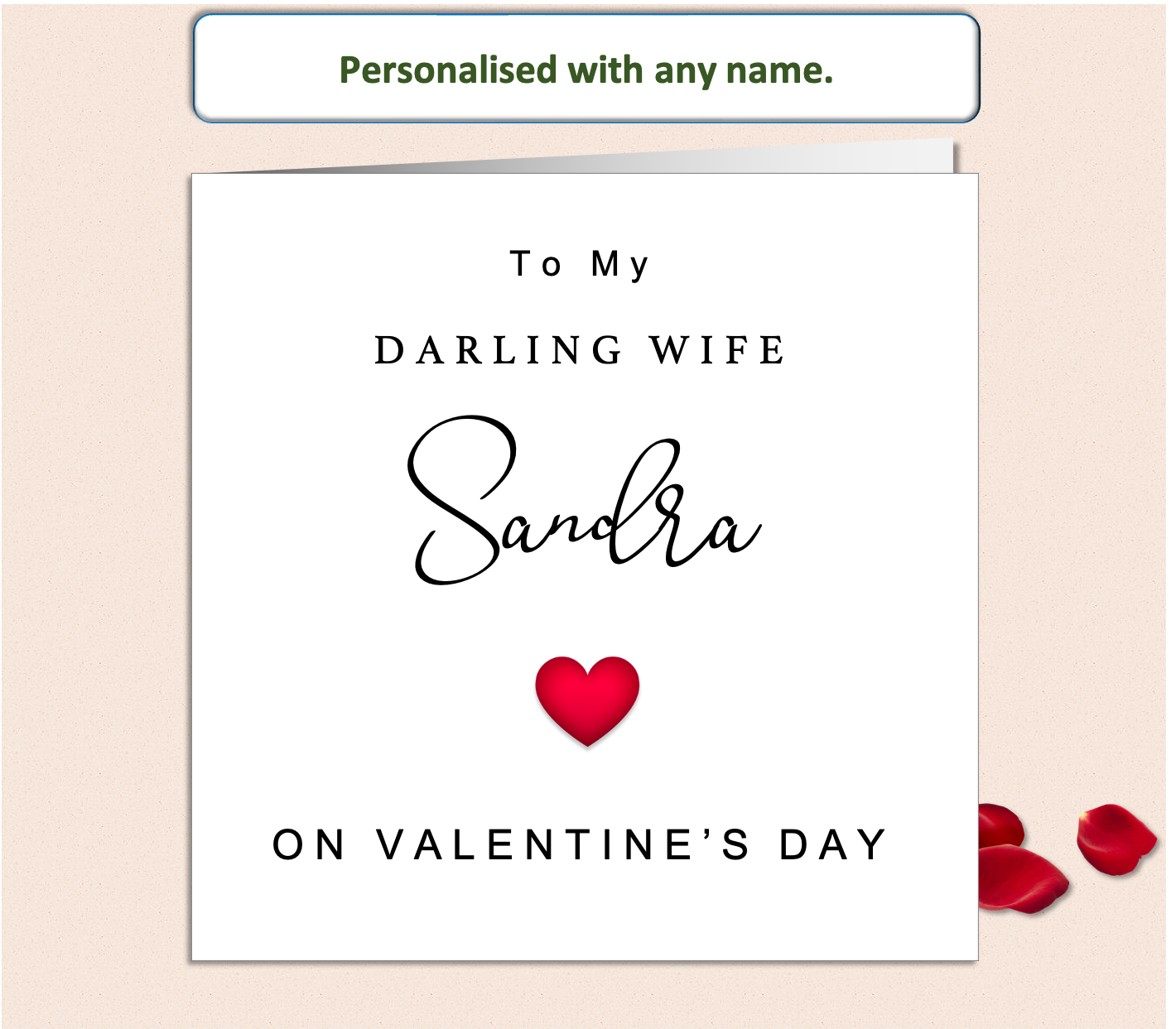 Personalised name and relationship Happy Valentine's Day Card
