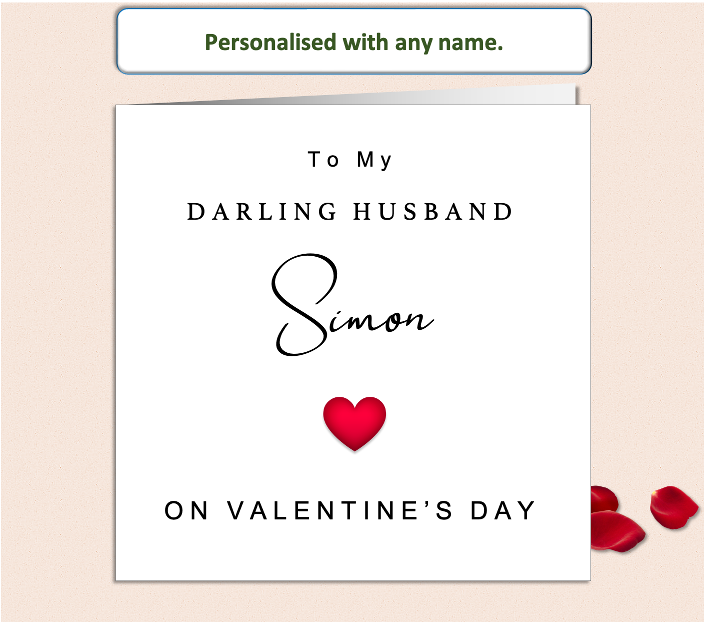 Personalised name and relationship Happy Valentine's Day Card