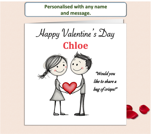 Personalised 'Mollie and Doodle' (both) Valentine Card - crisps