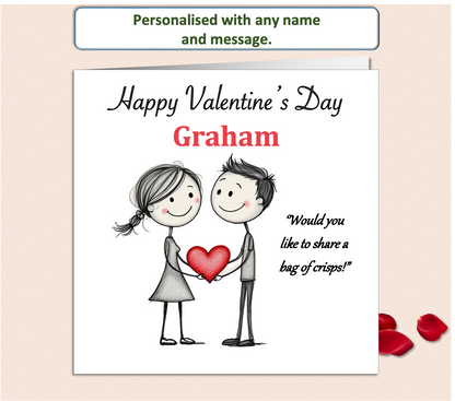 Personalised 'Mollie and Doodle' (both) Valentine Card - crisps
