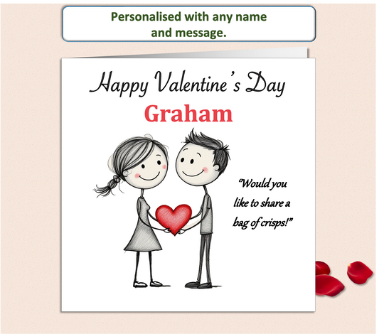 Personalised 'Mollie and Doodle' (both) Valentine Card - crisps