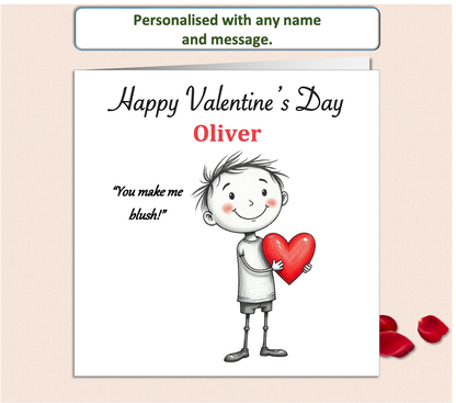 Personalised 'Mollie and Doodle' Valentine Card - blush