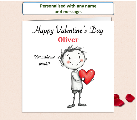 Personalised 'Mollie and Doodle' Valentine Card - blush