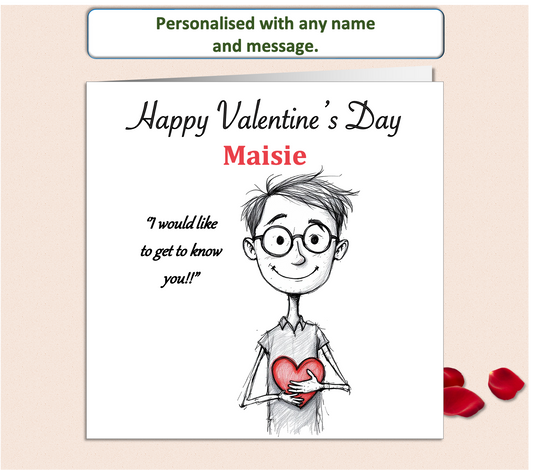 Personalised 'Mollie and Doodle' Valentine Card - I would like to get to know you