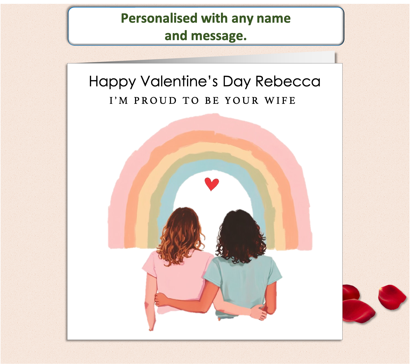 Personalised PROUD TO BE YOUR WIFE LGBTQ+ Valentine Card