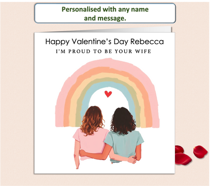 Personalised PROUD TO BE YOUR WIFE LGBTQ+ Valentine Card