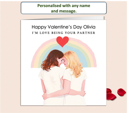 Personalised I Love Being Your Partner LGBTQ+ Valentine Card