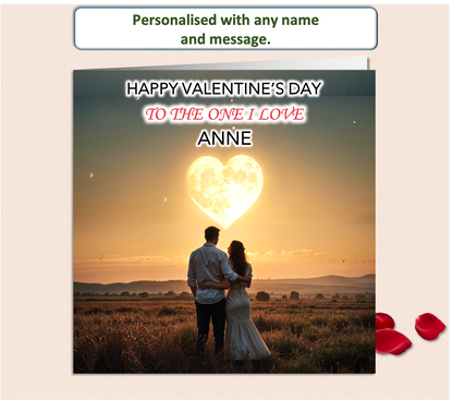 Personalised To The One I Love - Heart sun Valentine Card