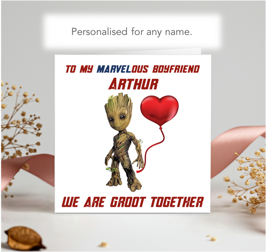 Personalised Marvel Groot Valentine Card