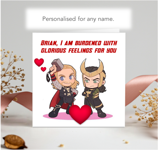 Personalised Marvel Valentine Card - burdened with glorious feelings