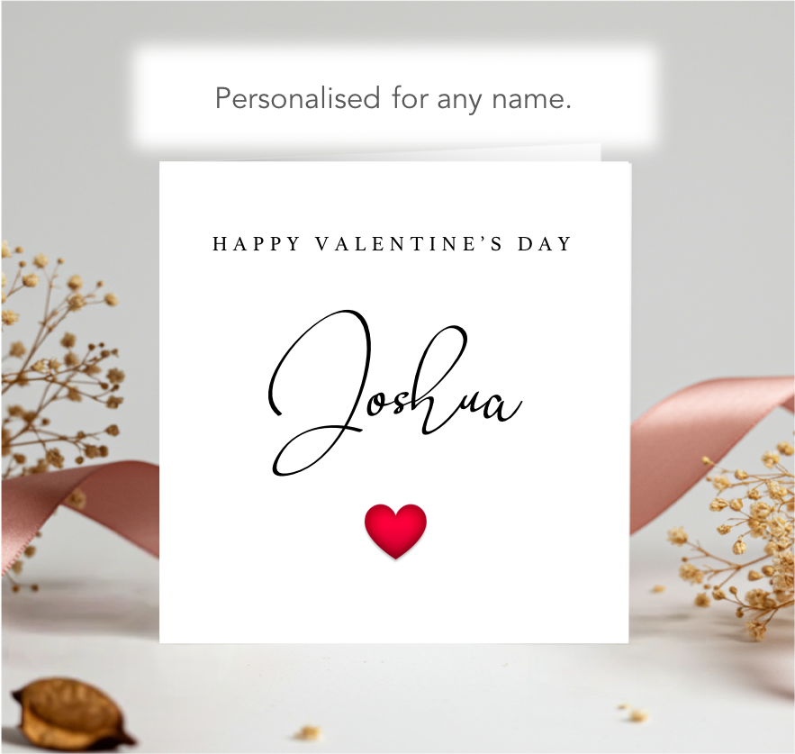 Personalised Valentine’s Day Card – Elegant Minimalist Name Style