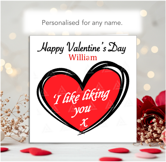 Personalised I Like Liking You Valentine Card