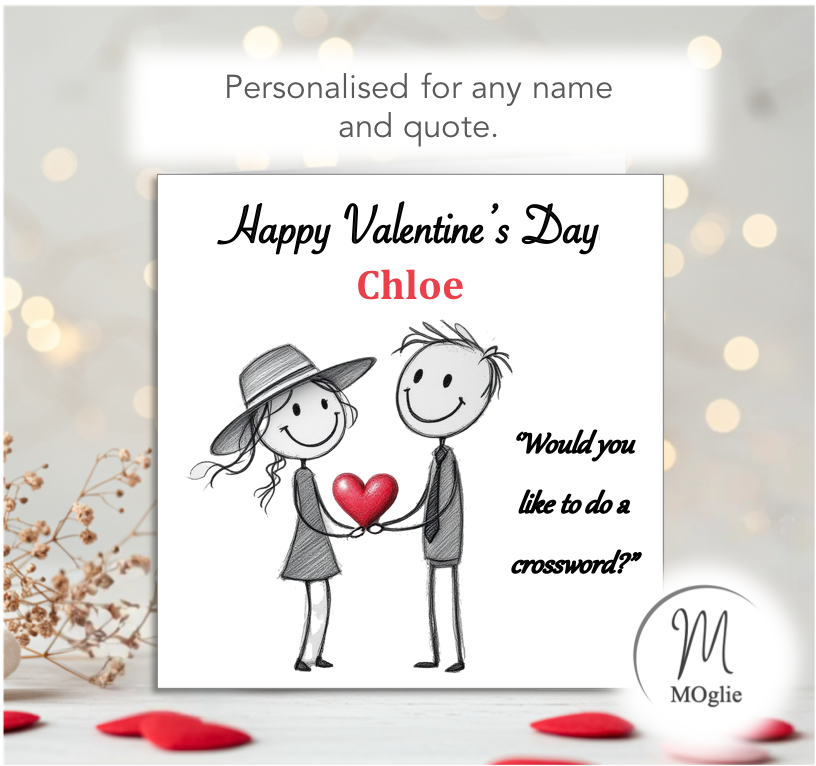 Personalised 'Mollie and Doodle' (both) Valentine Card - Do A Crossword