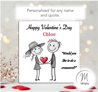 Personalised 'Mollie and Doodle' (both) Valentine Card - Do A Crossword