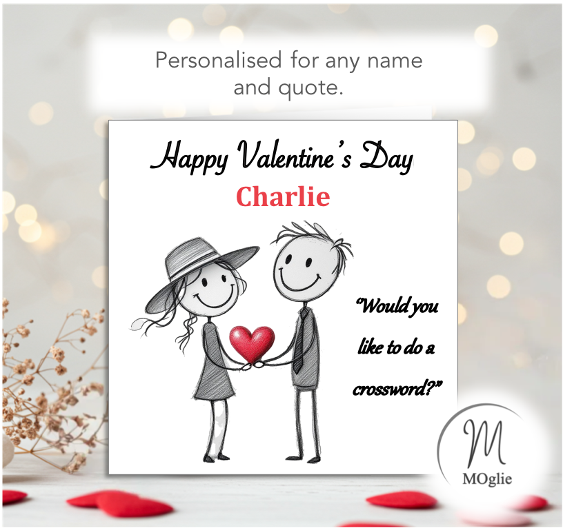 Personalised 'Mollie and Doodle' (both) Valentine Card - Do A Crossword