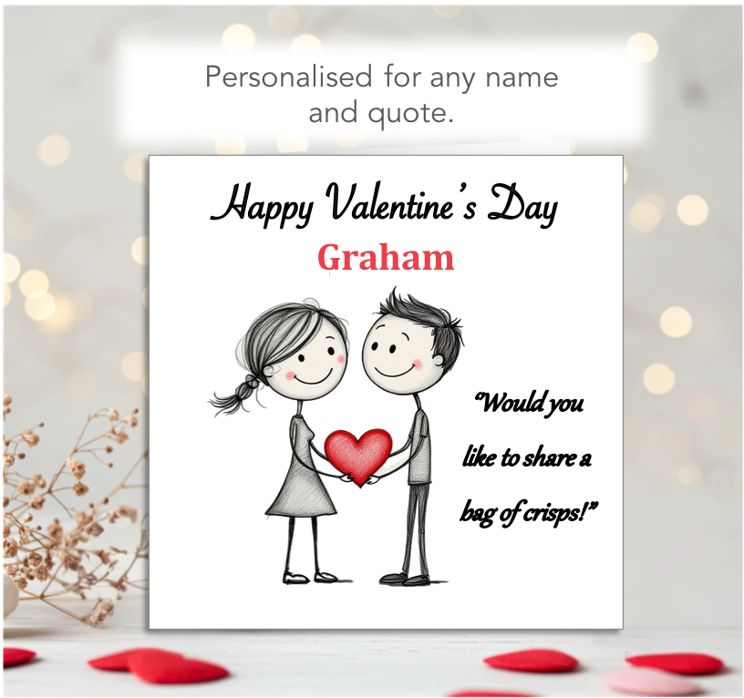 Personalised 'Mollie and Doodle' (both) Valentine Card - crisps