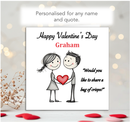 Personalised 'Mollie and Doodle' (both) Valentine Card - crisps