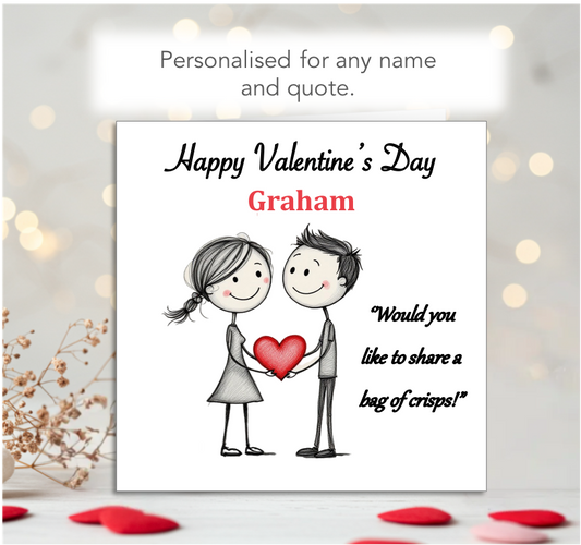 Personalised 'Mollie and Doodle' (both) Valentine Card - crisps