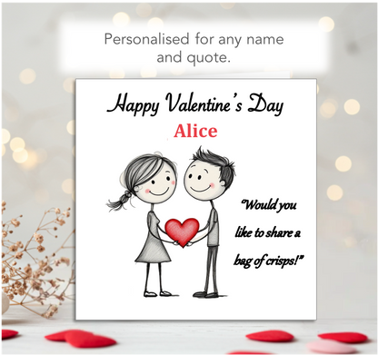 Personalised 'Mollie and Doodle' (both) Valentine Card - crisps