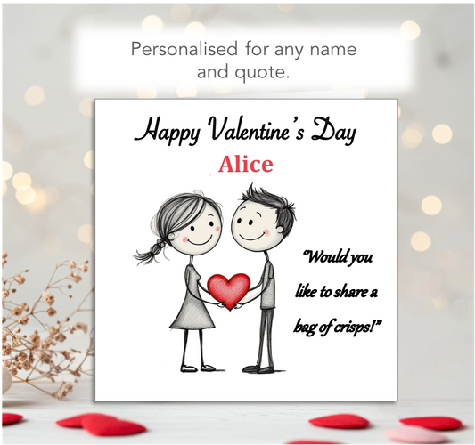 Personalised 'Mollie and Doodle' (both) Valentine Card - crisps