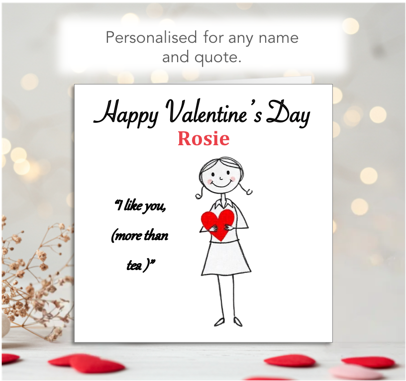 Personalised 'Mollie and Doodle' Valentine Card - more than tea