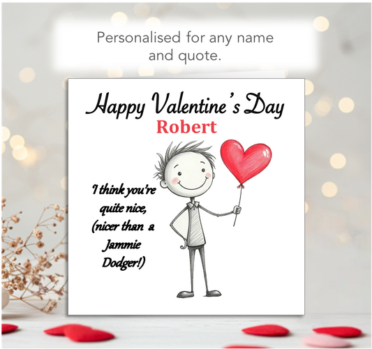 Personalised 'Mollie and Doodle' Valentine Card - jammie dodger