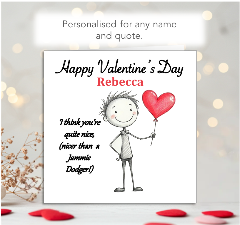 Personalised 'Mollie and Doodle' Valentine Card - jammie dodger