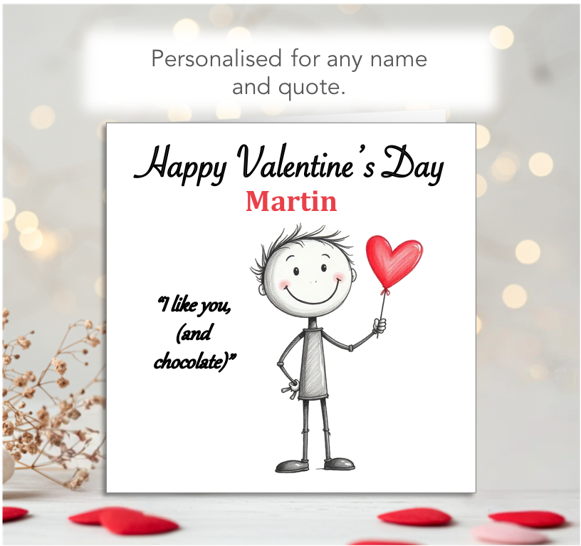 Personalised 'Mollie and Doodle' Valentine Card - chocolate