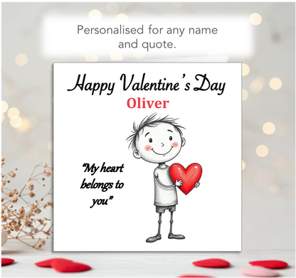 Personalised 'Mollie and Doodle' Valentine Card - blush