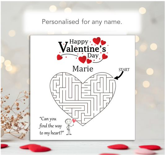 Personalised 'Mollie and Doodle' Maze Valentine Card