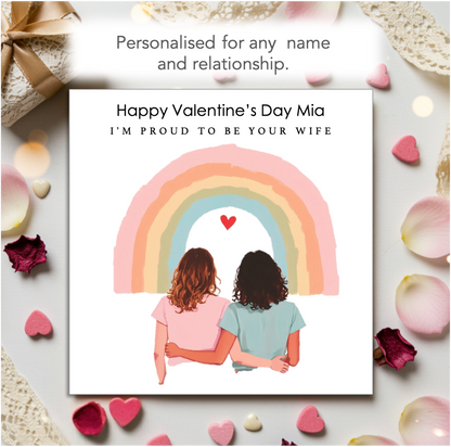 Personalised PROUD TO BE YOUR WIFE LGBTQ+ Valentine Card