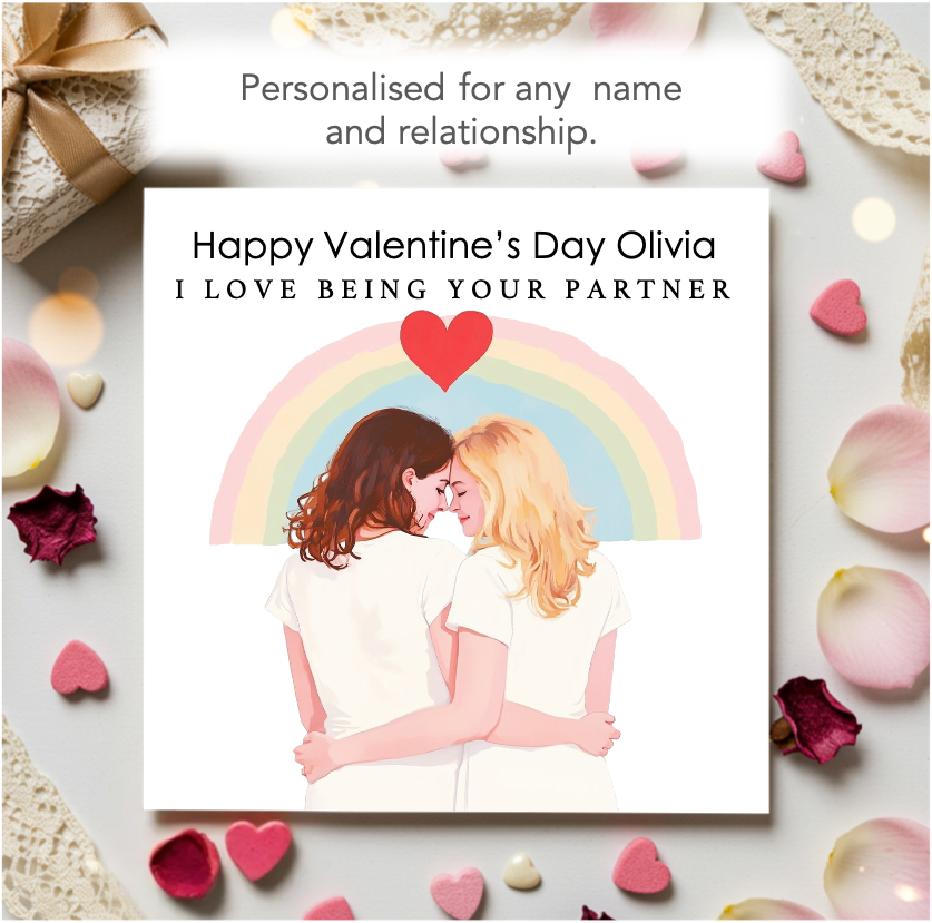 Personalised I Love Being Your Partner Lesbian LGBTQ+ Valentine Card