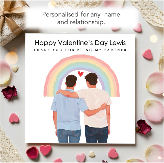 Personalised LGBTQ+ Male Thank you for Being My... Valentine Card