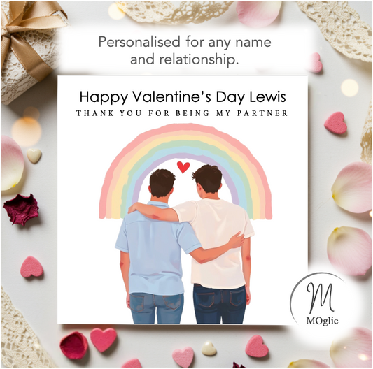 Personalised THANK YOU FOR BEING MY PARTNER LGBTQ+ Valentine Card