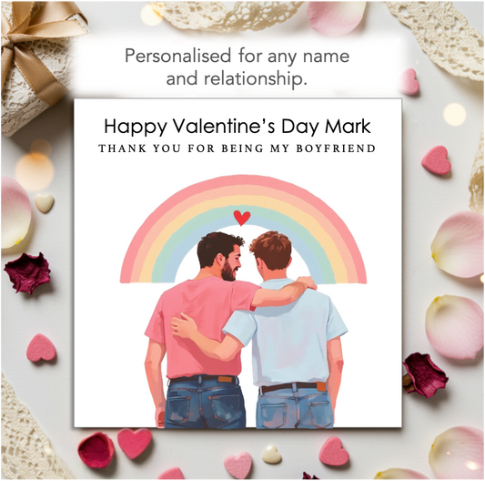 Personalised LGBTQ+ Male Thank you for Being My... Valentine Card