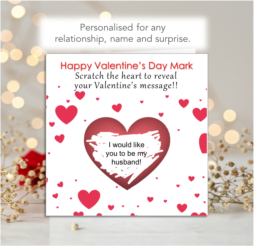 Personalised Valentine's Day Scratch-To-Reveal Love Heart Card