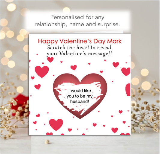 Personalised Valentine's Day Scratch-To-Reveal Love Heart Card