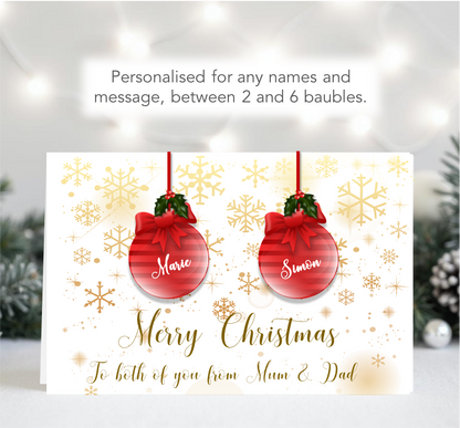 Personalised Baubles Family Christmas Card