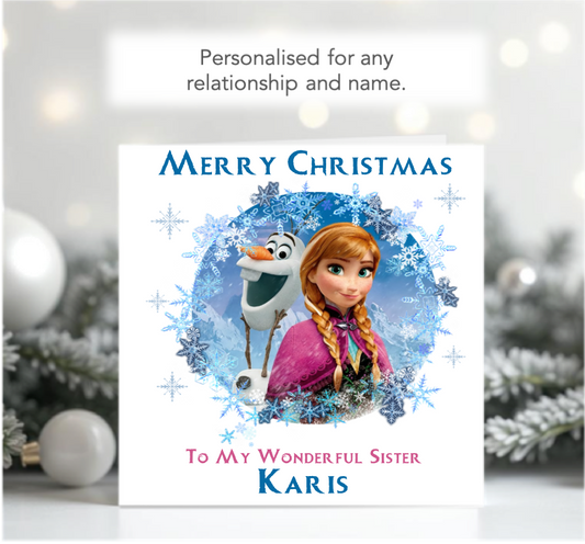 Personalised Frozen Anna & OLAF Christmas Card
