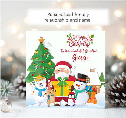 Personalised Santa Snowman Xmas Christmas Card - GEN1
