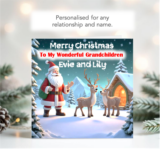 Personalised Santa Reindeer Child's Christmas Card