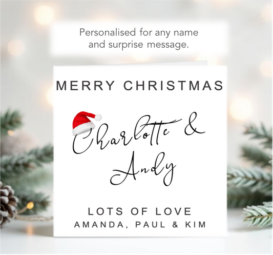 Personalised Merry Christmas Card With Stylish Scroll Text