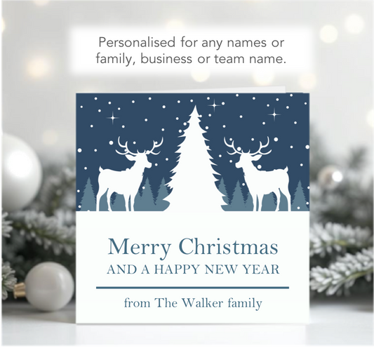 Personalised Christmas Xmas card with any family name, club, work or business